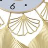 Scandinavian Gold Ginkgo Leaf Wall Clock, 30cm Silent Non-Ticking Battery Operated, Luxury Home Office Decor