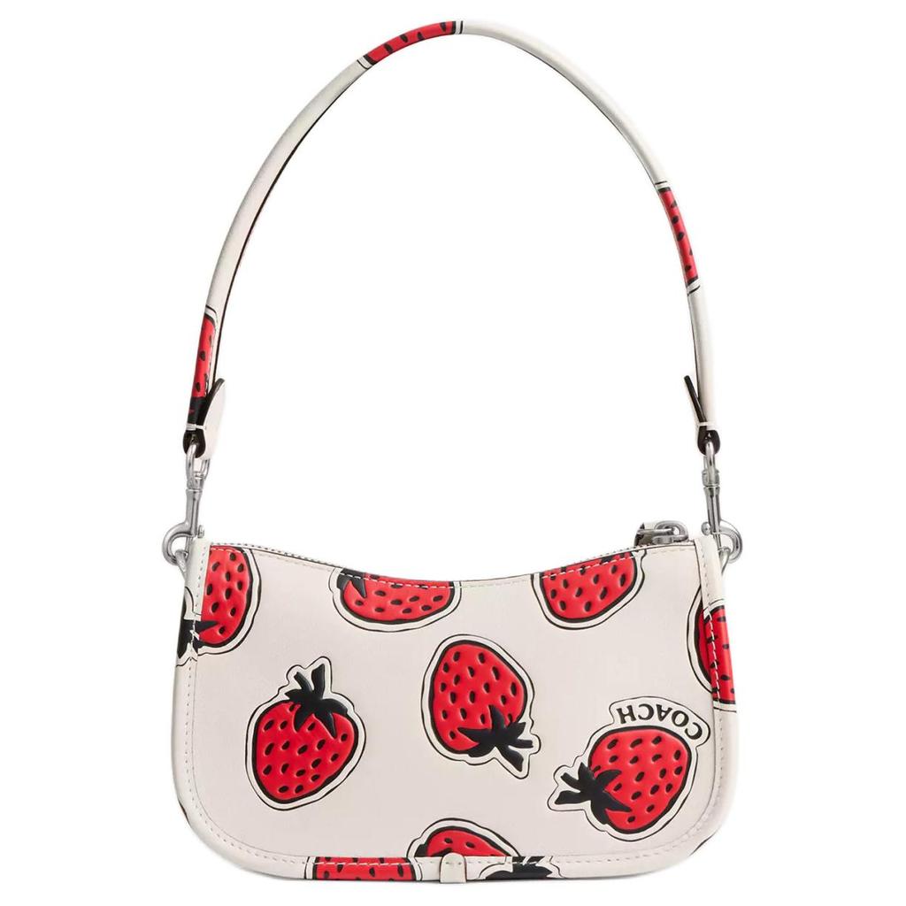 Coach Swinger 20 Strawberry Print Top Zip Closure Glove Tanned Leather Handheld Shoulder Bag Small Women handbags Chalk Multicolor CT881-LHCAH