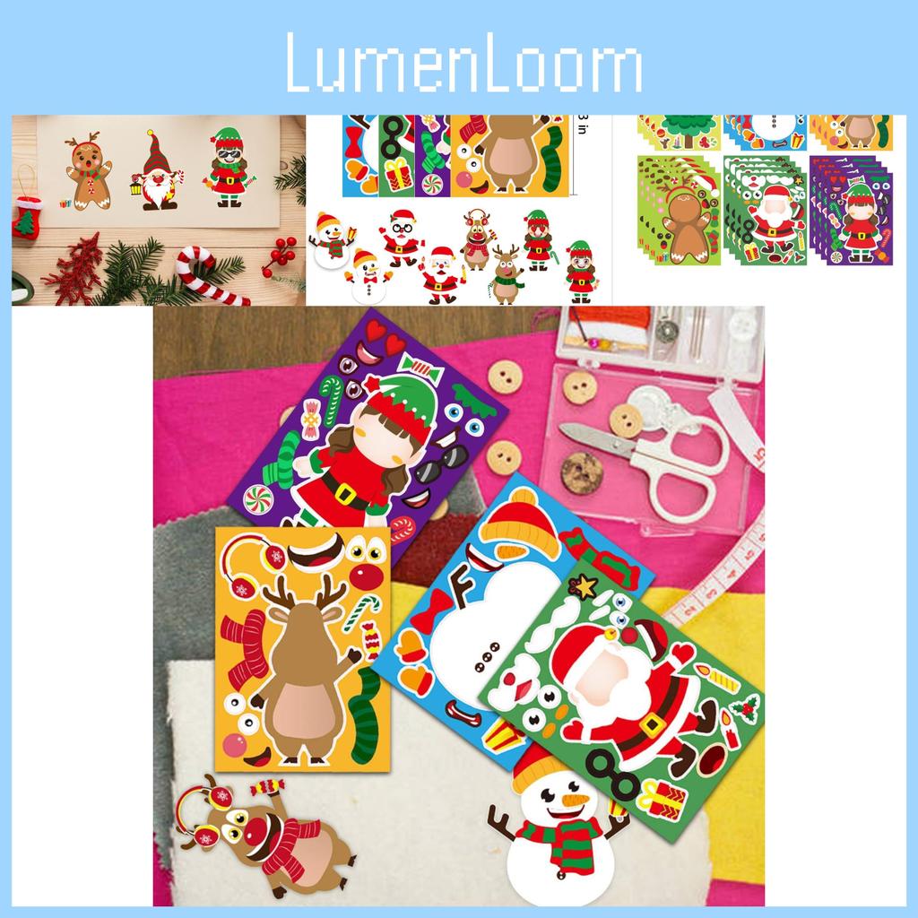 Kids Diy Interactive Puzzle Set With Cute Cartoon Christmas Santa Face Stickers