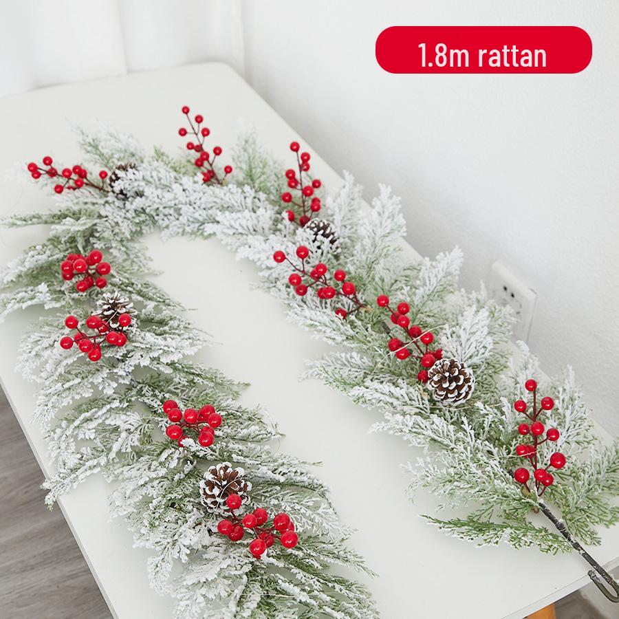 Enchanted Snowy Christmas Rattan Wreath for Window and Mall Displays