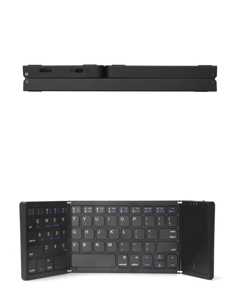 Tri-Fold Bluetooth Keyboard with Touchscreen for iPad & Laptop Business Use - Portable & Rechargeable.