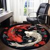 1pc Koi Fish Yin Yang Office Round Area Rug, Indoor Mat Suitable For Office, Under Office Chairs Bedroom Living Room Home Decor, Room Deco