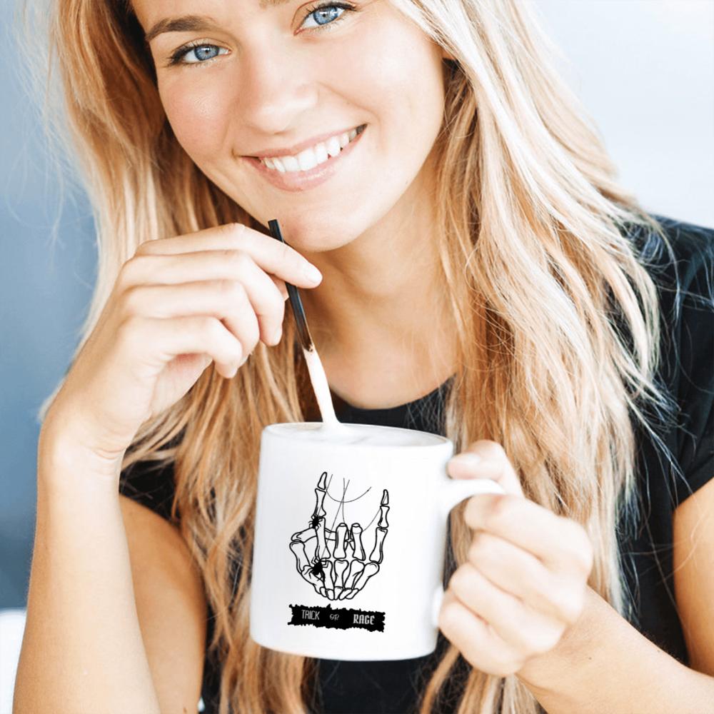 1pc 3A grade 11 oz skeleton ceramic coffee mug for room Halloween Ideal Birthday Christmas Holiday gift home decoration