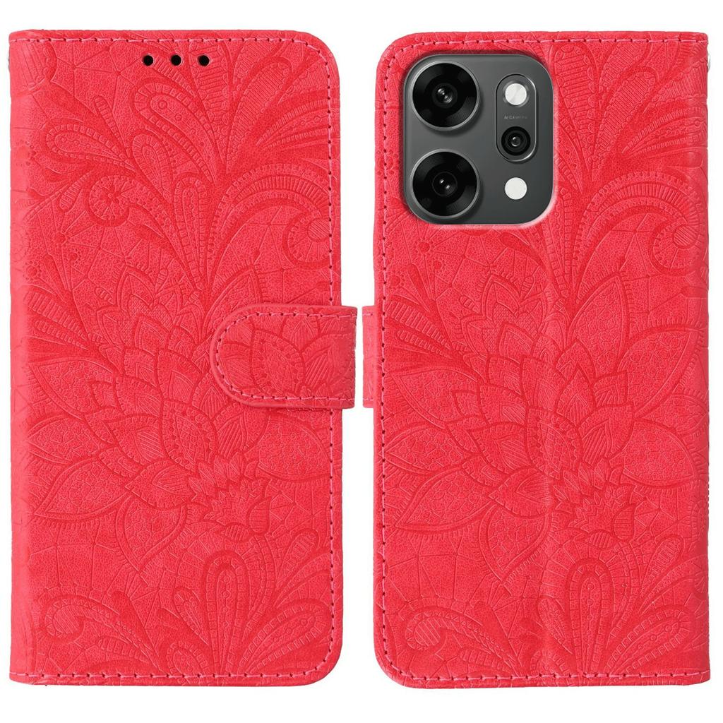 For Oppo Reno14 Pro 5G (Global) Case Lace Flowers PU Leather Flip Wallet Phone Cover