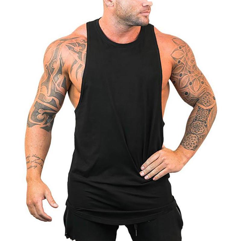 Muscleguys Men's Running Vests Plain Cotton Muscle Shirt Bodybuilding Stringer Tank Tops Fitness Sleeveless T-Shirts Y Back Gym Clothing