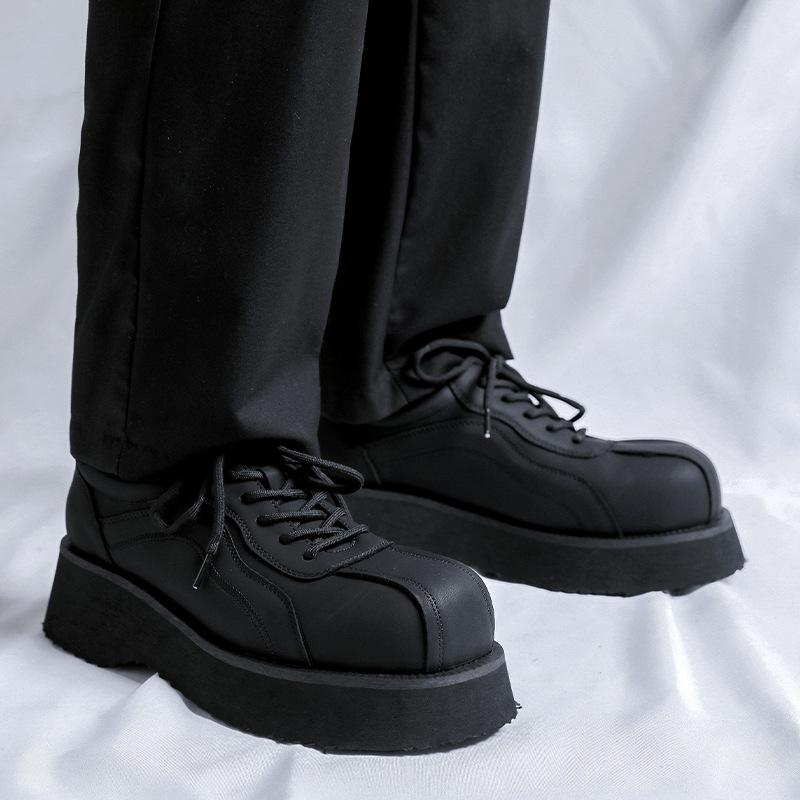 Leather shoes men's spring and autumn business suit youth big head Hong Kong style student wedding groom platform Martin boots 20255-R