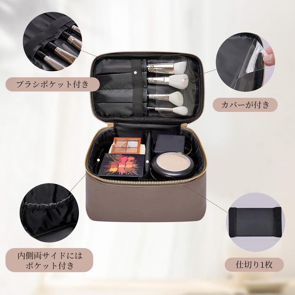 ROWNYEON Makeup Large Capacity Cosmetic Vanity Bag with Brush and Perfect for Makeup Tools Pouch, Pouch, Pocket, Travel-Friendly, Waterproof,