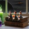 3pcs Funny Cute Witch Holding Pumpkin Statue Handmade Resin Crafts Halloween Statue Decoration Pumpkin Witch Figurine Bookshelf