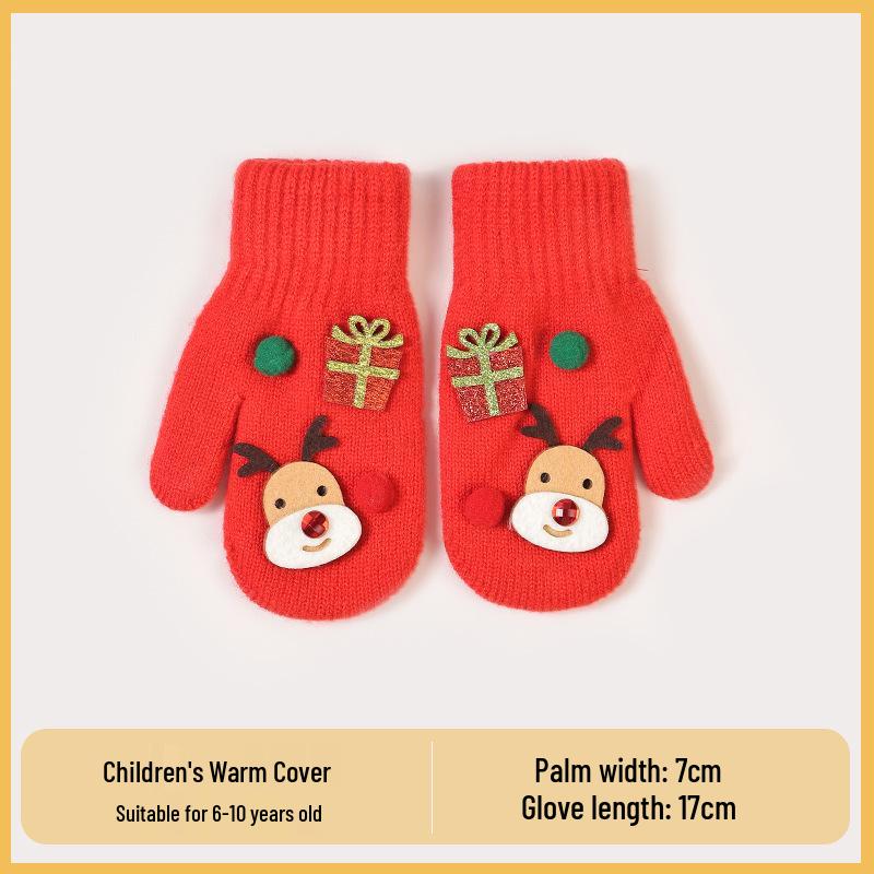 

Parent-Child Winter Wool Fingerless Knit Cycling Gloves - Thick, Velvet-Lined, Windproof, Christmas Edition One Size