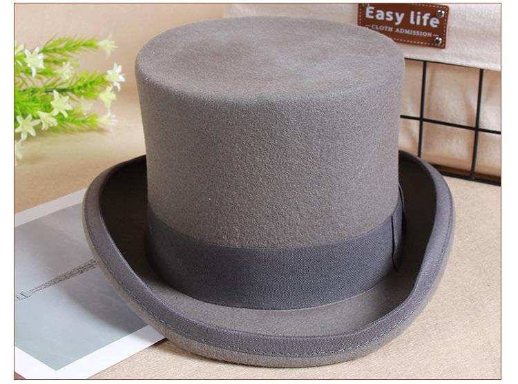 2026 New 100% Wool Top Hat & President Derby, Magician Flat Jazz Cap, British Retro Style Gentleman Fedora