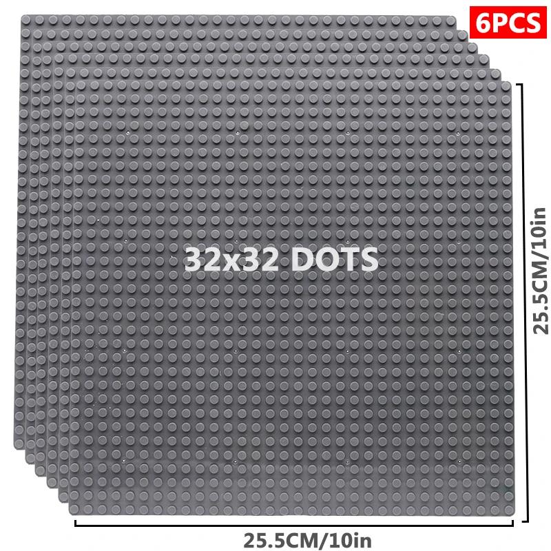 6PCS Classic Base Plates Blocks 32x32 32x16 50x50 Dots ABS Plastic Building BasePlates Bricks Assembly City Road MOC  City Toys