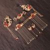 Pearl Butterfly Tassel Flower Earrings Hair Stick Chinese Style Crown Bridal Wedding Jewelry Set