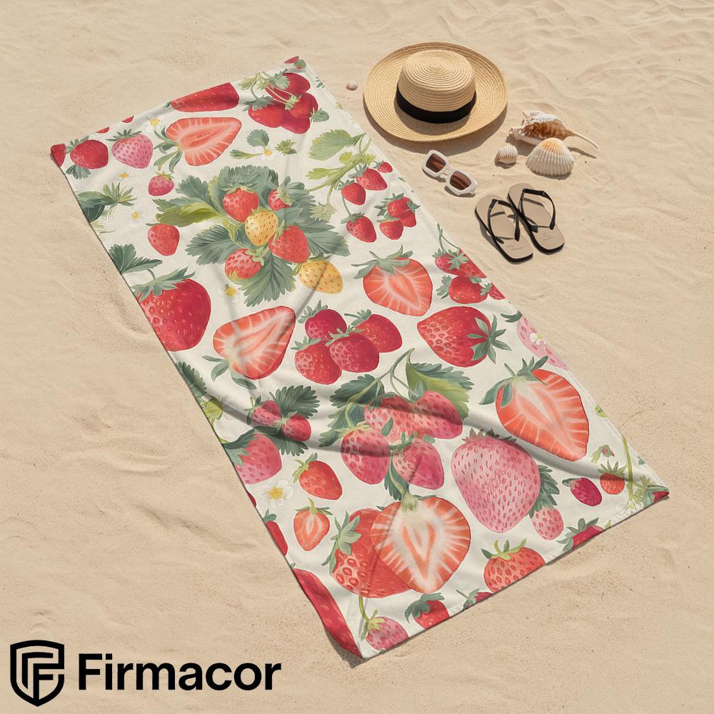 Sweet Strawberry Bloom Soft Portable Travel Towel Unisex Ultra Lightweight Microfiber Oversized Sand Free Quick Dry Beach Towel