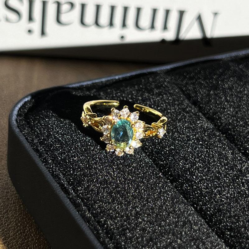 2026 Geometric Micro-inlaid Personalized Open Ring Women s Fashion Retro Cold Wind Niche Design Ring Tide Resizable