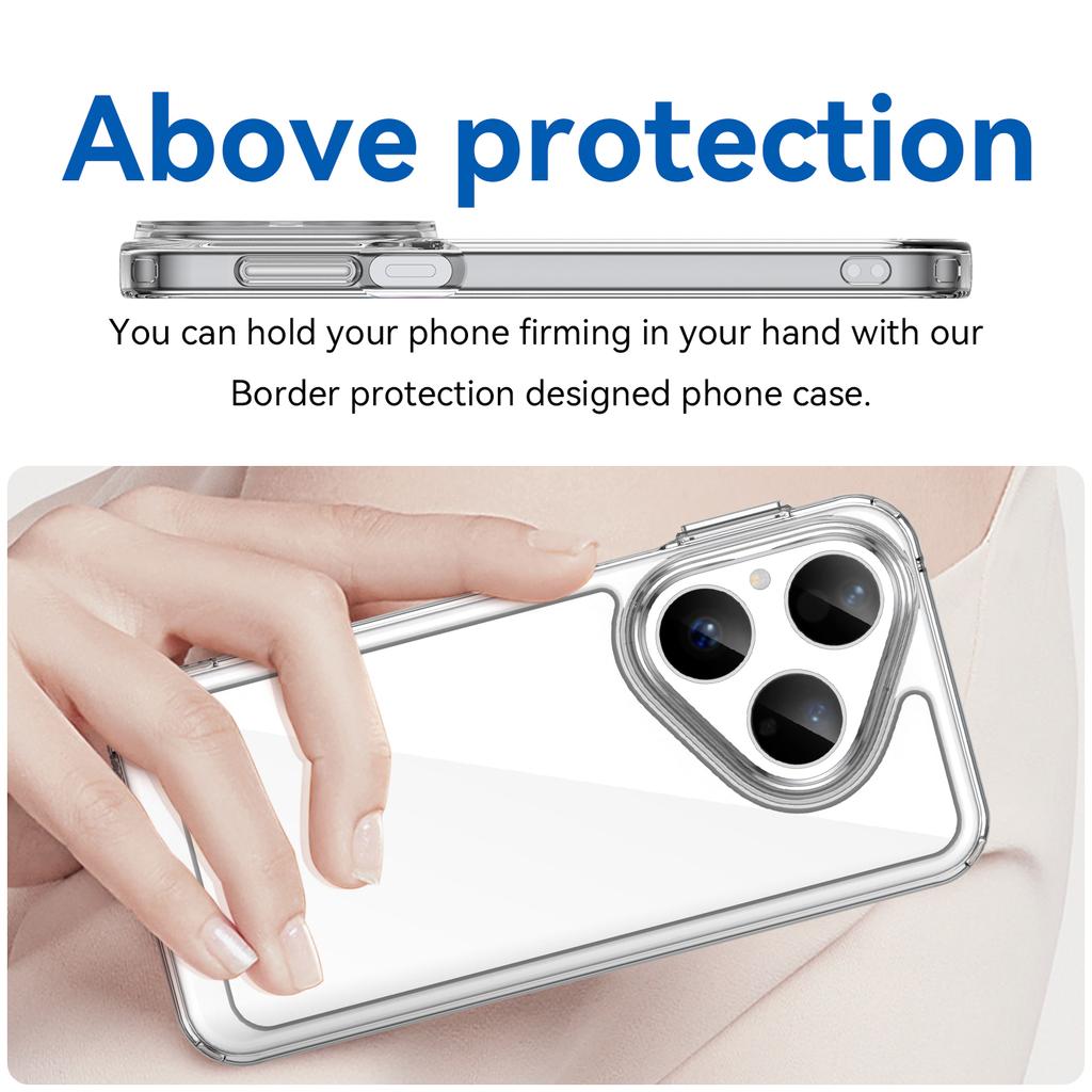 For Huawei Pura 80 Case WANLONFENG MF Series TPU Acrylic Clear Phone Cover with Tempered Glass Film