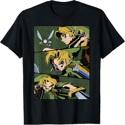 Nintendo Zelda Young Link Navi Šikmé Panely Grafické Tričko Tričko