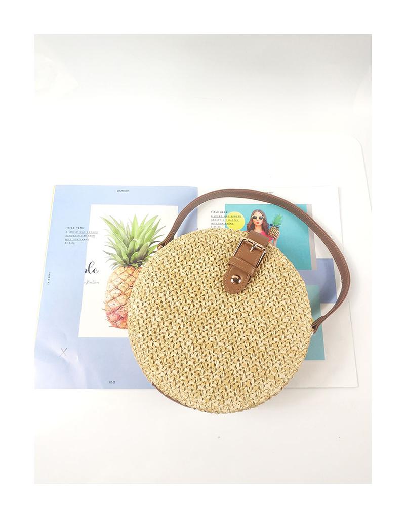 New Large Round Bag Women's Oblique Span Bag Large-capacity Straw Mat Bag Weaving Bag Women's Summer Temperament Versatile