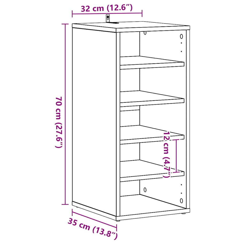 Shoe Cabinet in Black Oak Look 32 x 35 x 70 cm Engineered Wood