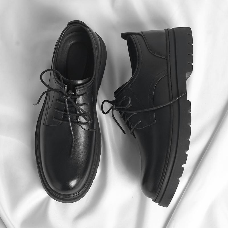 

Новые британские туфли-броги для мужчин, деловые, повседневные, модные, кожаные туфли на толстой подошве, мужские туфли на платформе для свадебного платья 44 чёрный