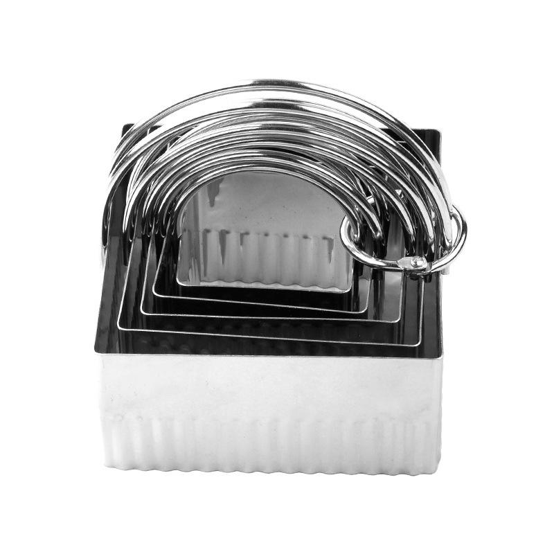 5 Pcs Stainless Steel Baking Cookie Cutters Set With Hanging Basket And Dual Handle Mousse Rings For Cake Biscuit Making