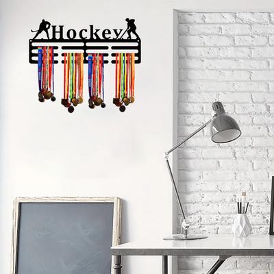 1pc Metal Wall Ornament: Hockey Medal Hanger for Sporty Display.Unique Metal Hanger: Hockey Player Name Medal Display.