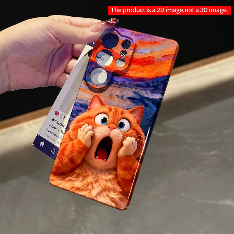 2DFlat Samsung phone case Surprised Orange Cat Against Swirling Sky Applicable to Galaxy S22 S23 S24 S25ULTRA S26 A12 A13 A14 A15 A16