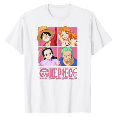 One Piece Hauptcharaktere T-Shirt Luffy Nami Zoro Robin Gruppenprint Baumwolle Leicht Atmungsaktiv Lässig Alltagsmode Oberteile