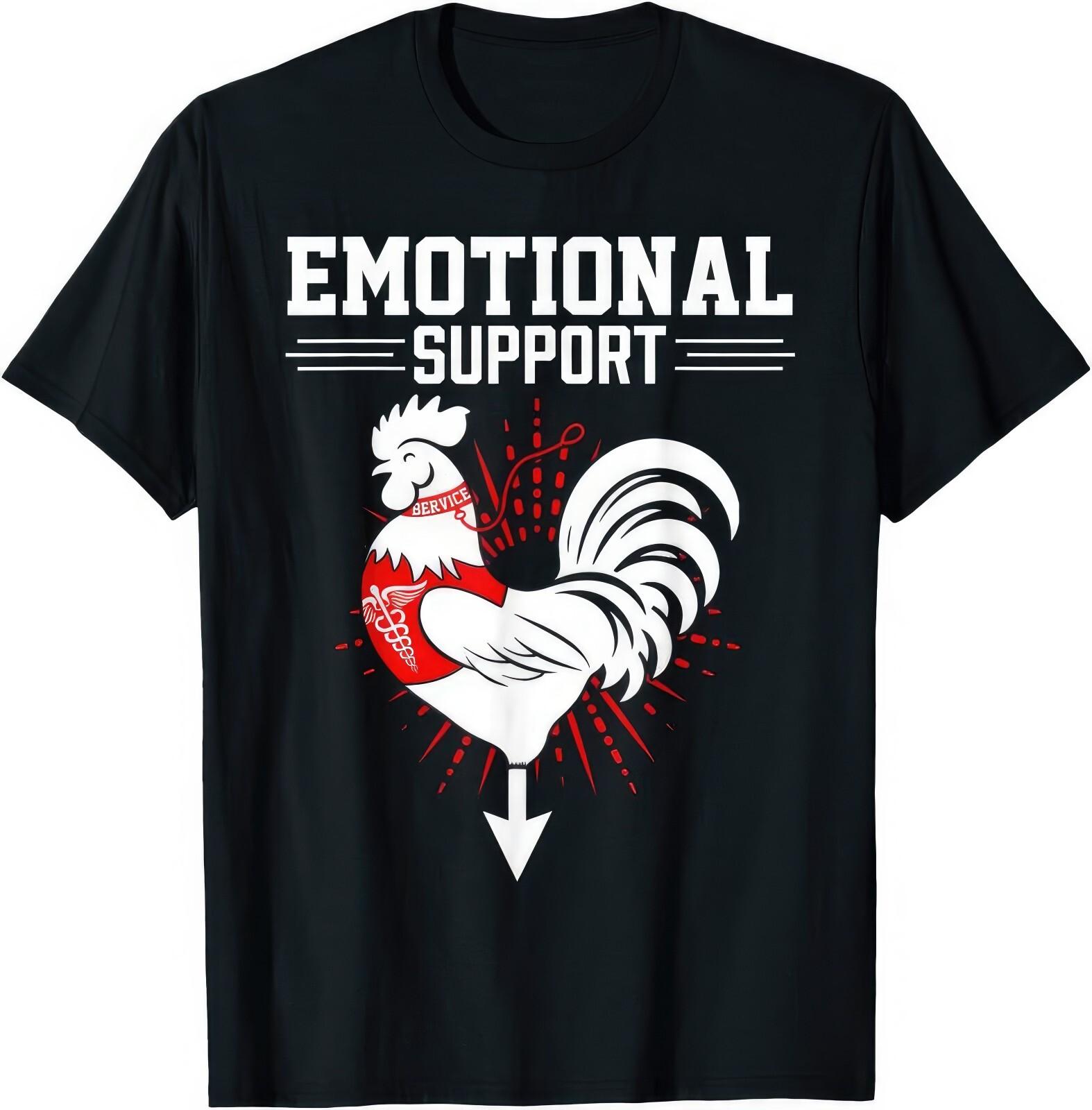 Emotional Support Funny Rooster Cock Joke Humour Rude Gift T Shirt L