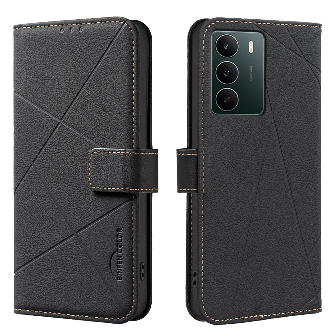 

Чохол для Realme C71 4G BINFEN COLOR BF35 Геометричний тиснений шкіряний чохол для телефону Гаманець із RFID-блокуванням Підставка C