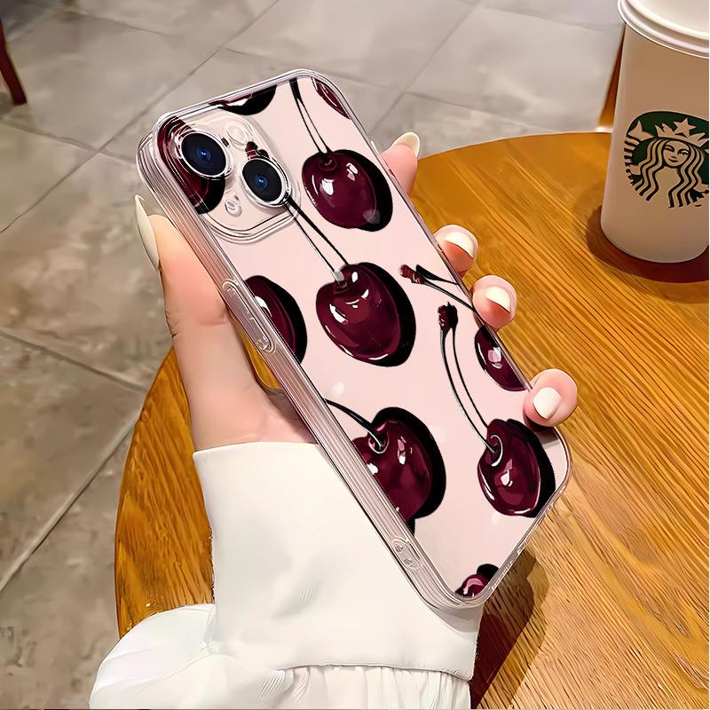Cherry mobile phone case Apple 17promax light and transparent iphone16 hot-selling 15 anti-drop soft case 14 women