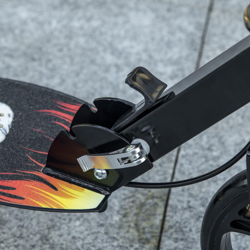 Kids Foldable Kick Scooter w/ Adjustable Height, Break, Big Wheels, for Ages 7-14 Years - Black