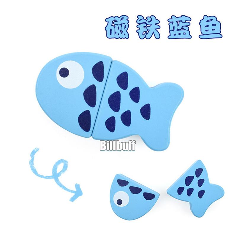 

Montessori Simulation Woodens Magnetic Cutting Seafood Lobsters Crab Game Kitchen Model Early Educational Toys for Children Gift