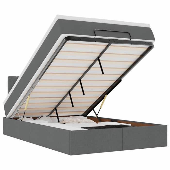VidaXL Lit ottoman avec matelas gris foncé 120x200 cm tissu, lit, lit capitonné, lit ottoman double, lit avec rangement 3312382