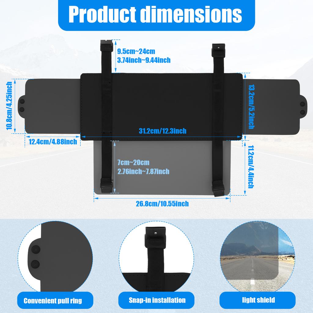 Car Visor Sun Extender Anti-Glare Sun Blocker Anti-UV Universal Adjustable Extension Board Shield Car Interior Accessories