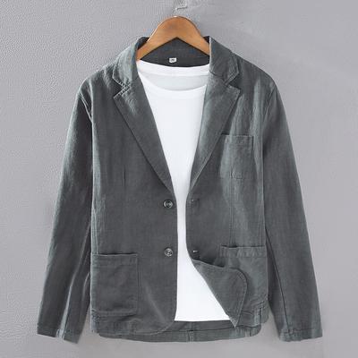 Chaqueta de traje casual de negocios simple de color sólido para hombre, chaqueta juvenil diaria holgada de manga larga