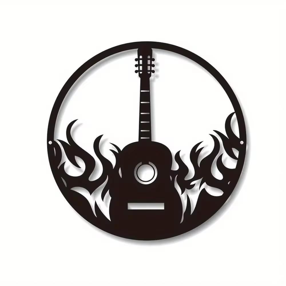 1 Stück Gitarren-Wandkunst, Gitarren-Metallschild, Geschenk für Gitarristen/Band, Raumdeko Musikinstrument-Schild, Moderne Wanddeko
