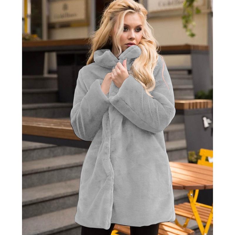 Women's Mid-Length Loose Rabbit Fur Coat - European & American Style