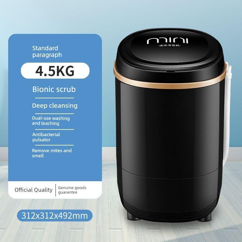 

7. Мини-стиральная машина 5 кг Синий свет Общежитие Детское нижнее белье Полуавтоматическая Маленькая Для дома Стирка и отжим Standard Piano Black [4.5kg]]