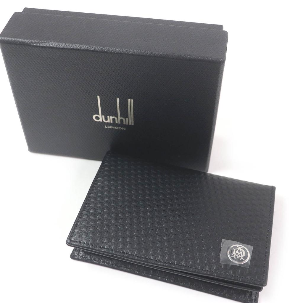 Excellent Dunhill Card Case MICRO D-EIGHT Micro D-Eight Business Card Holder black leather mens Used