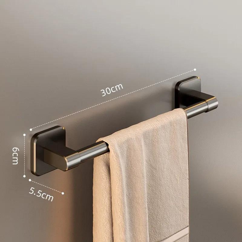 Bathroom Towel Holder White Without Drilling Bathroom Black Towel Rack Towel Bar Self-Adhesive
