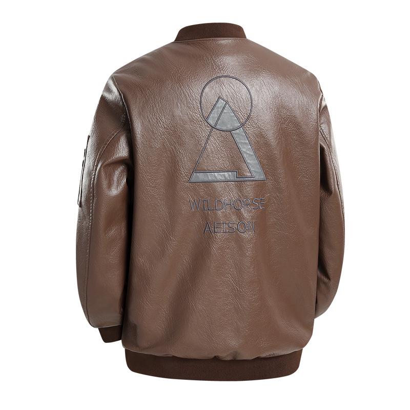 Men's Plus Size Leather Pilot Jacket - Spring/Autumn American Motorcycle Style
