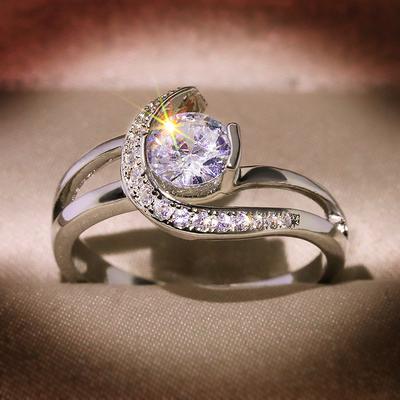 Solid 100 %S Color Finger Ring Fl Women White 1 .5 Carat Diamond Jewelry Bizuteria Gemstone Tone  Jewelry Rings BoxTrendy