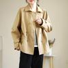 Fashion Loose Drawstring Trench Coat Double-Breasted Casual Loose Short Jacket Women's Cotton Top Spring Autumn