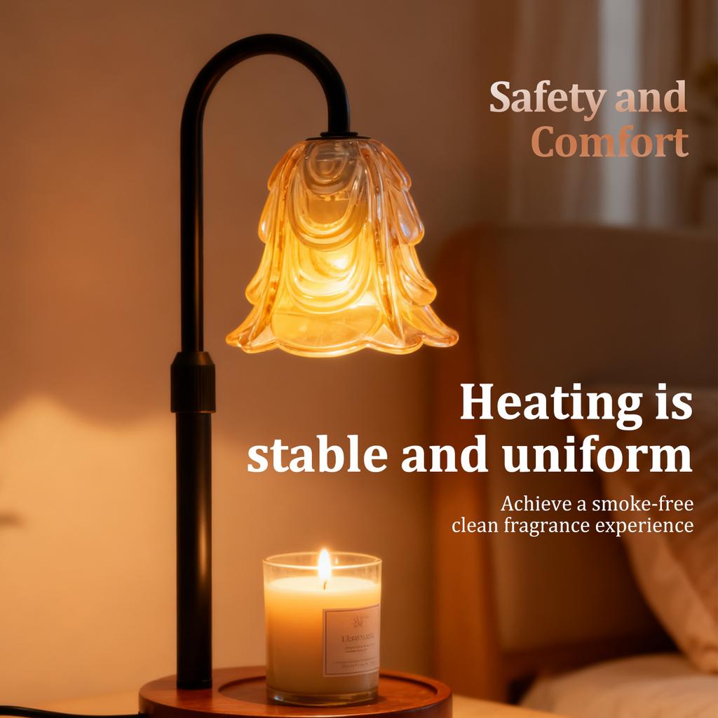 Candle Lamps Dimmable Flower Candle Warmer Lamp UK/US Electric Candle Lamp Flameless Wax Melt Warmer for Bedroom Home Decoration