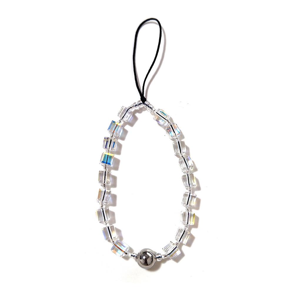 HERLOOK Phone Charm Clear Square Beads Chain for Phone Keychain Y2K Accessories Short Chains Telephone Lanyard