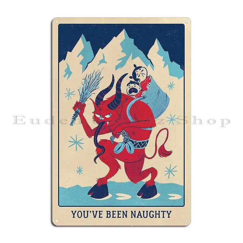 The Krampus Beware The Ill Behaved Print Krampus Greetings Metal Plaque Printing Decoration Garage Wall Mural Tin Sign Poster
