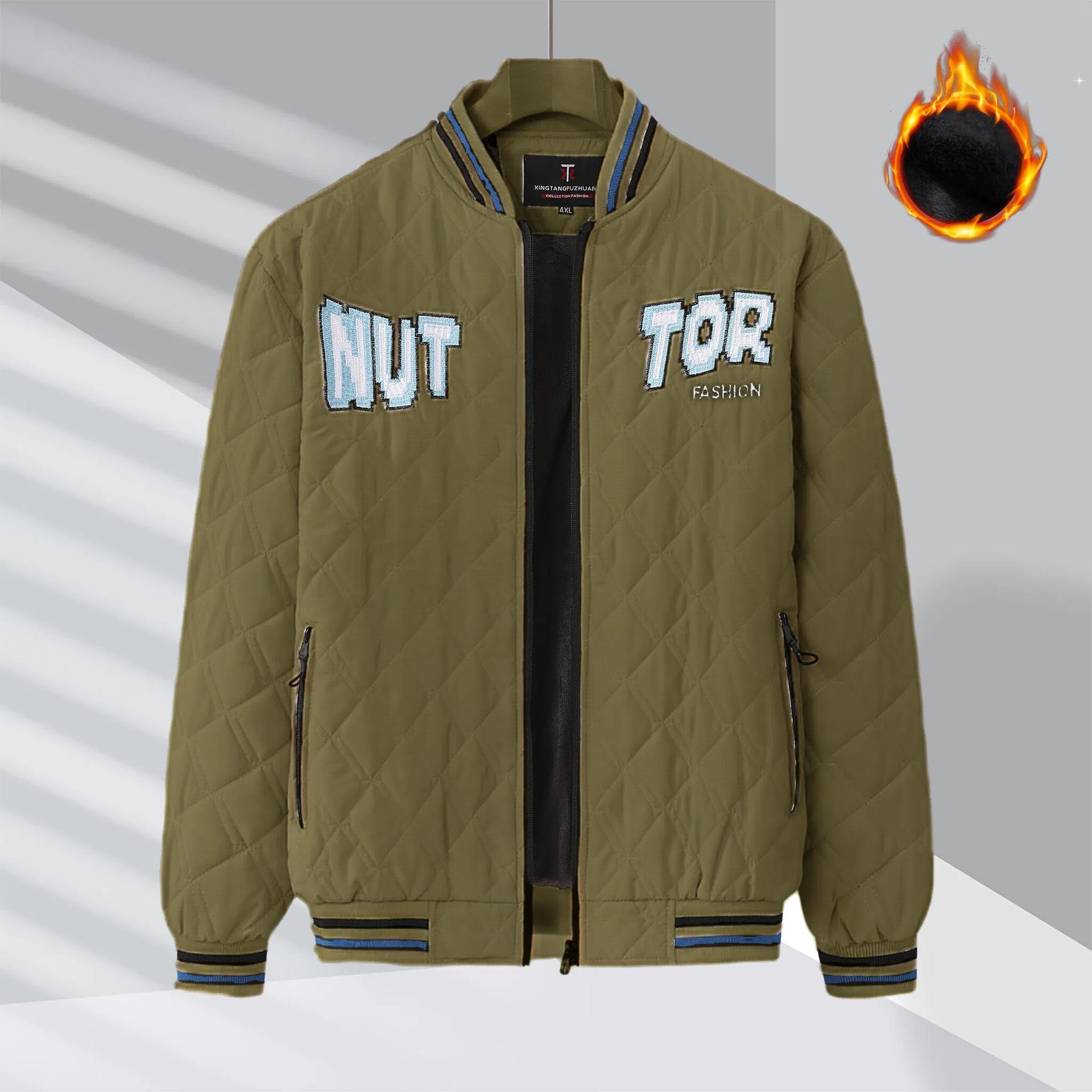 

Куртка-бомбер мужская осенне-зимняя утолщенная бейсбольная майка модная брендовая куртка высококачественная вышитая хлопковая куртка мужская 4XL зелёный