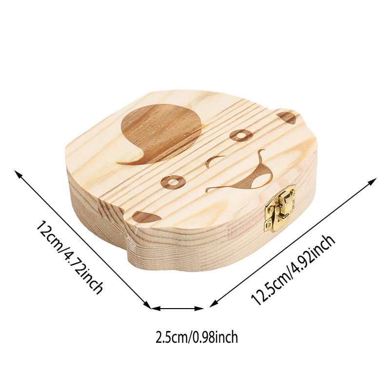 Baby Tooth Box Wooden Kids Milk Teeth Organizer Storage Boys Girls Baby Souvenirs Gifts Keepsakes Spanish/Dutch/French/German