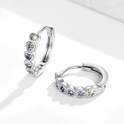 's New Rainbow Colored Heart-shaped Zircon Hoop Earrings Are Suitable For Daily Party Fashion Jewelry