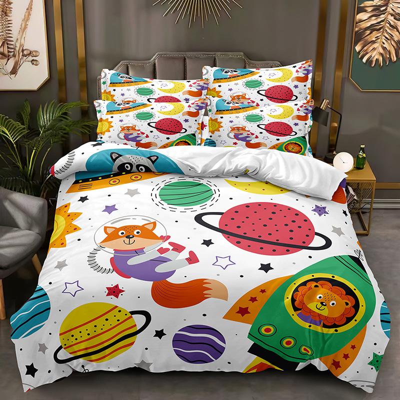 3D Space Cartoon Pattern Bedding Set Kid Boys Baby Quilt Cover Pillowcase 2/3pcs Single Double Bed Cover Gift Bed Set